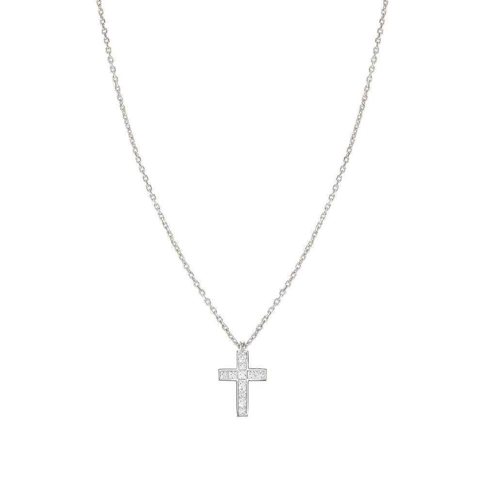 Nomination Collana Carismatica Croce in Argento e Cubic Zirconia bianchi Online Outlet