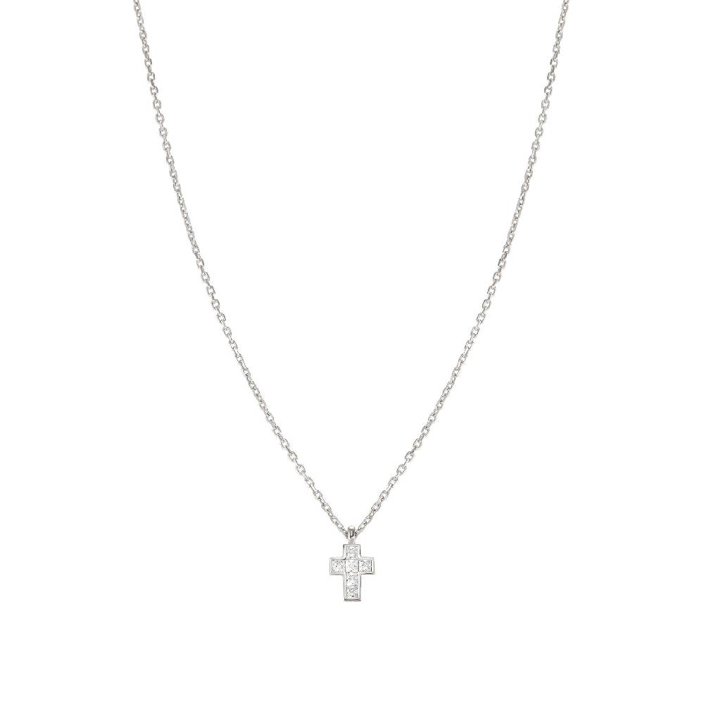 Nomination Collana Carismatica Croce piccola in Argento e pietre bianche Comprane uno, ottenene uno gratis