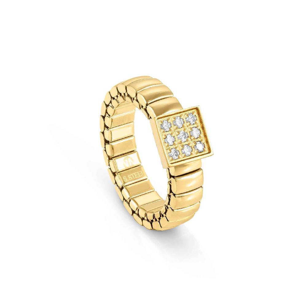 Nomination Anello Extension in PVD giallo con 1 Quadrato Offerta speciale della fabbrica