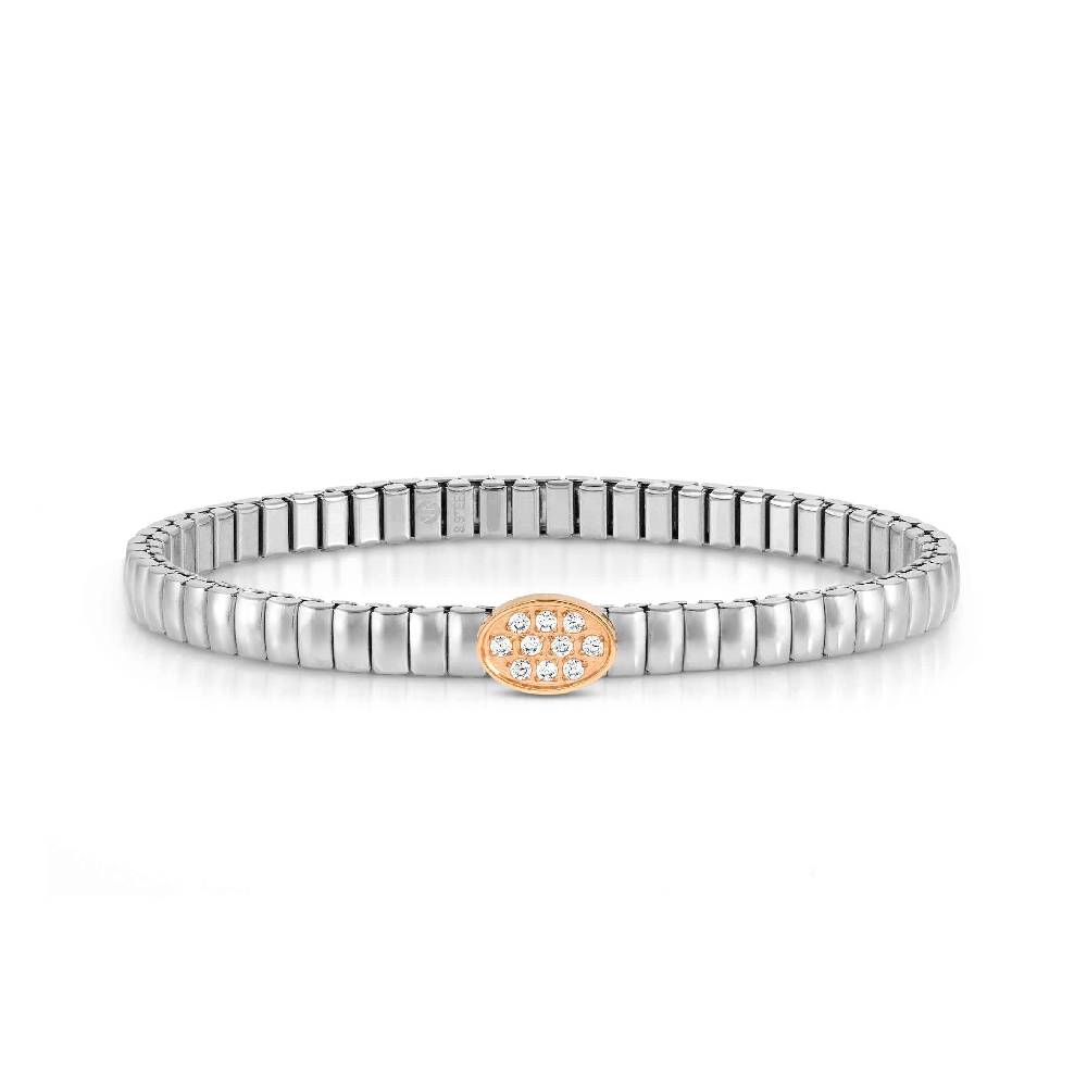 Nomination Bracciale Extension in Acciaio con Ovale e Pietre