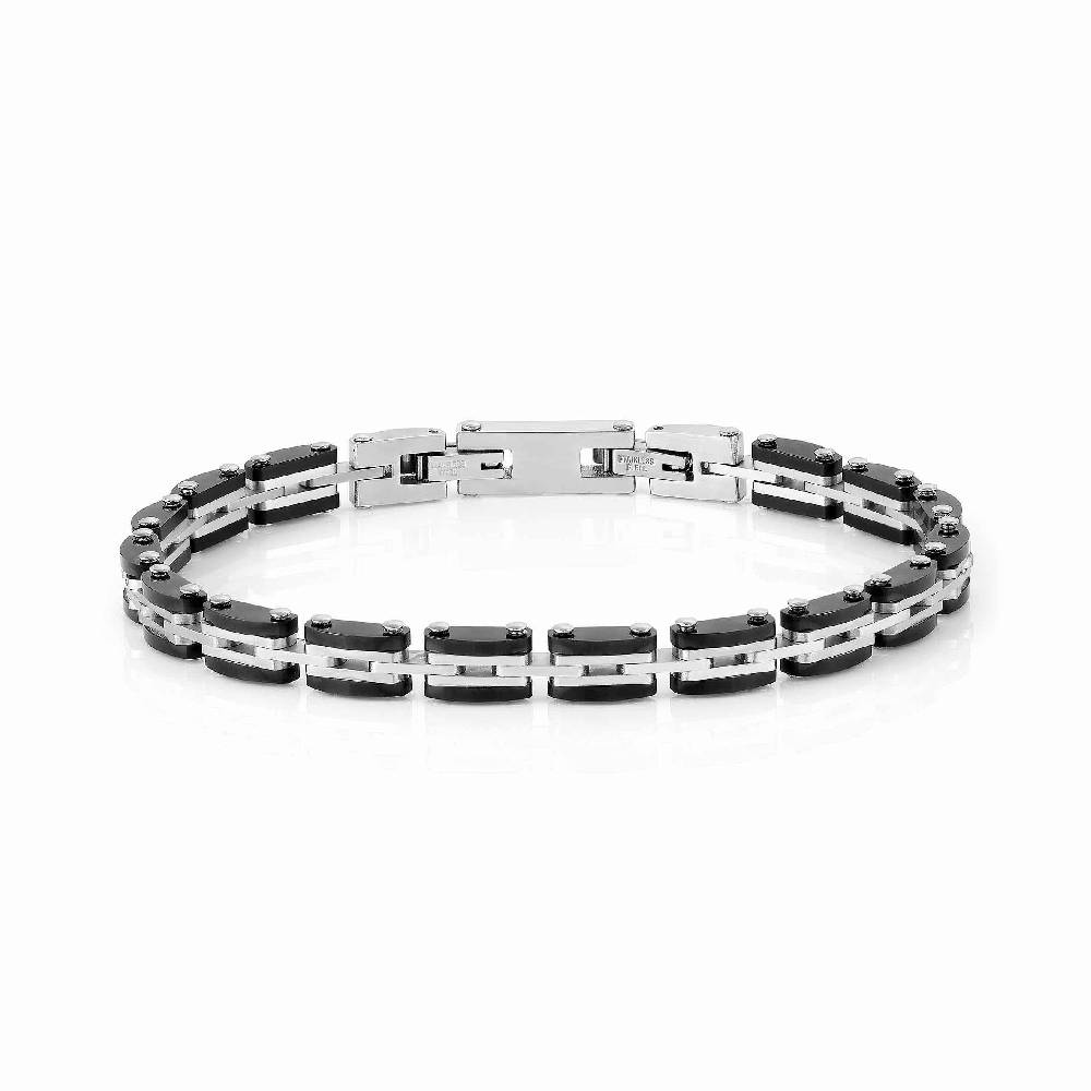 Nomination Bracciale da uomo STRONG Nero e Acciaio Saldi Di Fabbrica