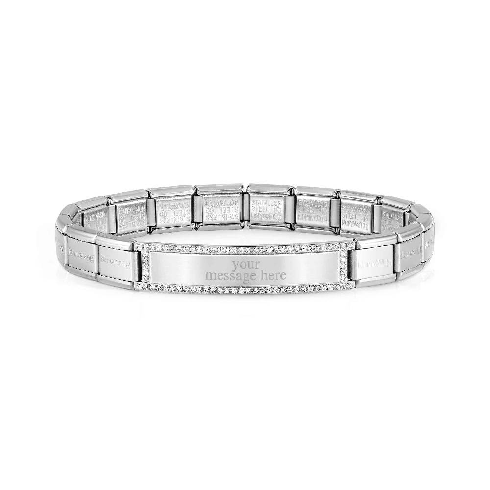 Nomination Bracciale Trendsetter Placca in Acciaio e Pietre Ritorno libero