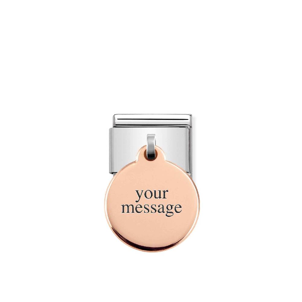 Nomination Link Composable Classic con Tondo Pendente in Oro rosa In Saldo
