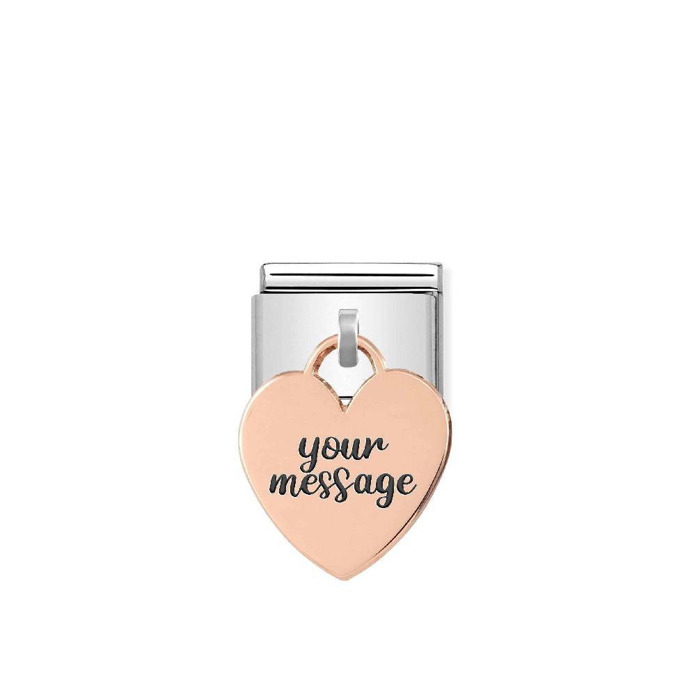 Nomination Link Composable Classic con Cuore Pendente in Oro rosa Grande vendita