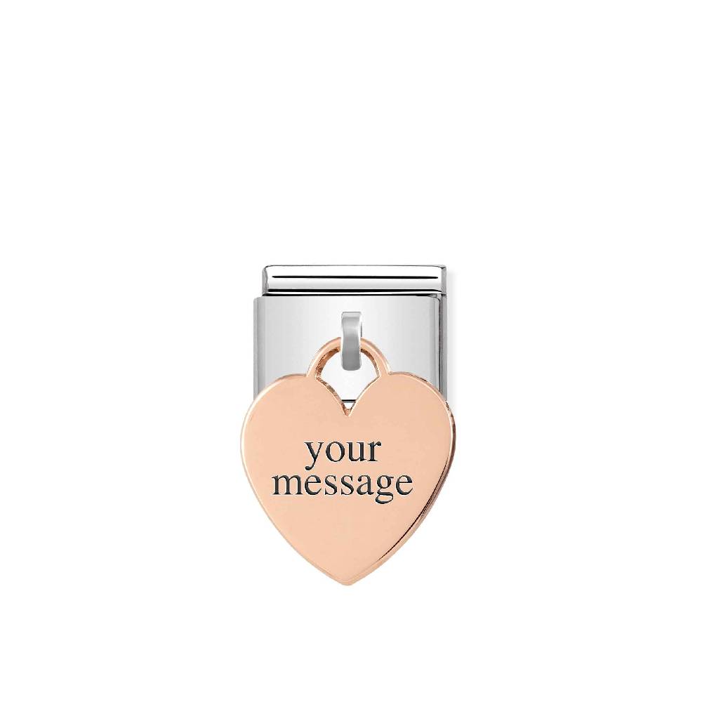 Nomination Link Composable Classic con Cuore Pendente in Oro rosa Grande vendita