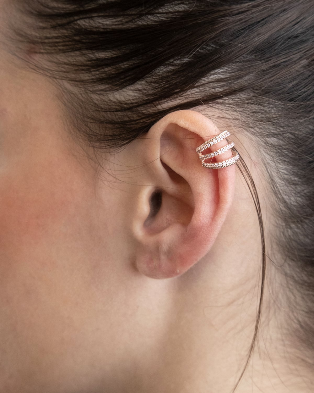 Nove25 EAR CUFF TRIPLE ROSE TIE PLACCATO ORO ROSA Fino Al -60%