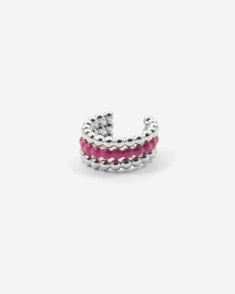 Nove25 EAR CUFF ORECCHINO SENZA BUCO PALLINE TRE GIRI SMALTO FUCSIA Offerte