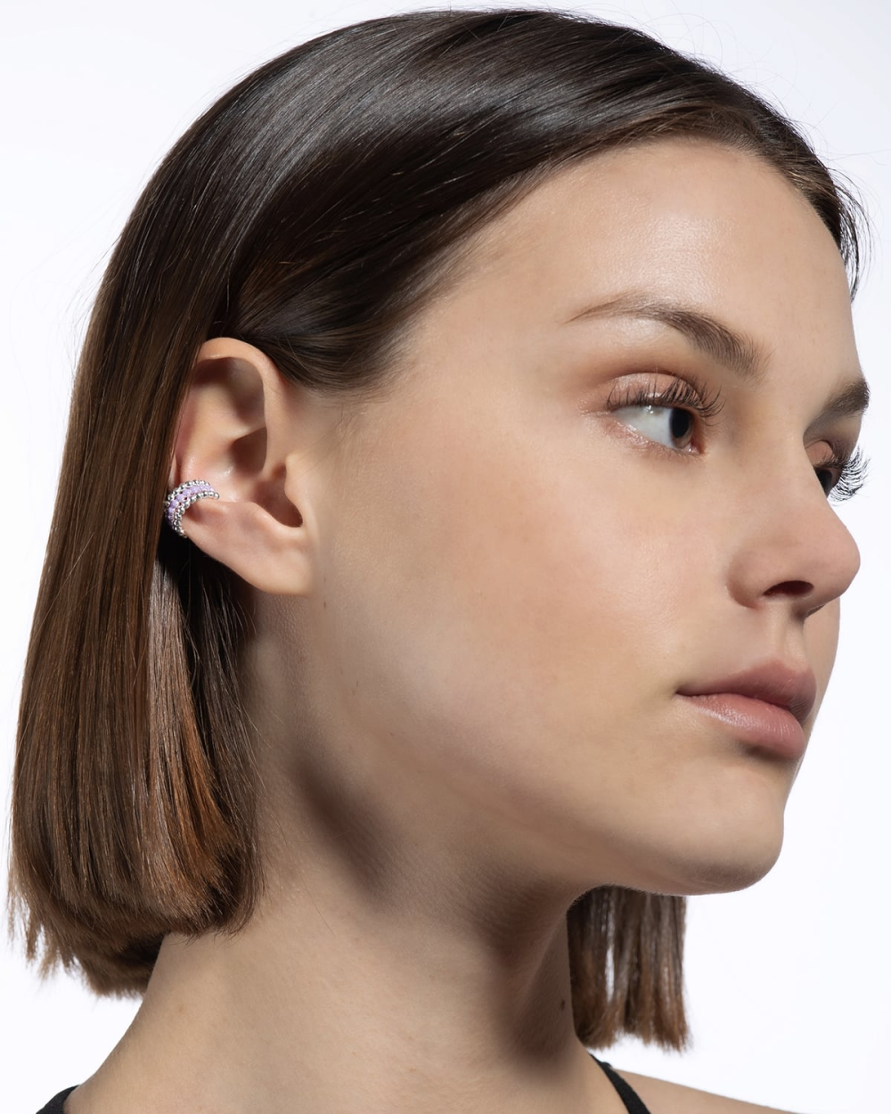 Nove25 EAR CUFF ORECCHINO SENZA BUCO PALLINE TRE GIRI SMALTO LILLA Saldi Di Fabbrica