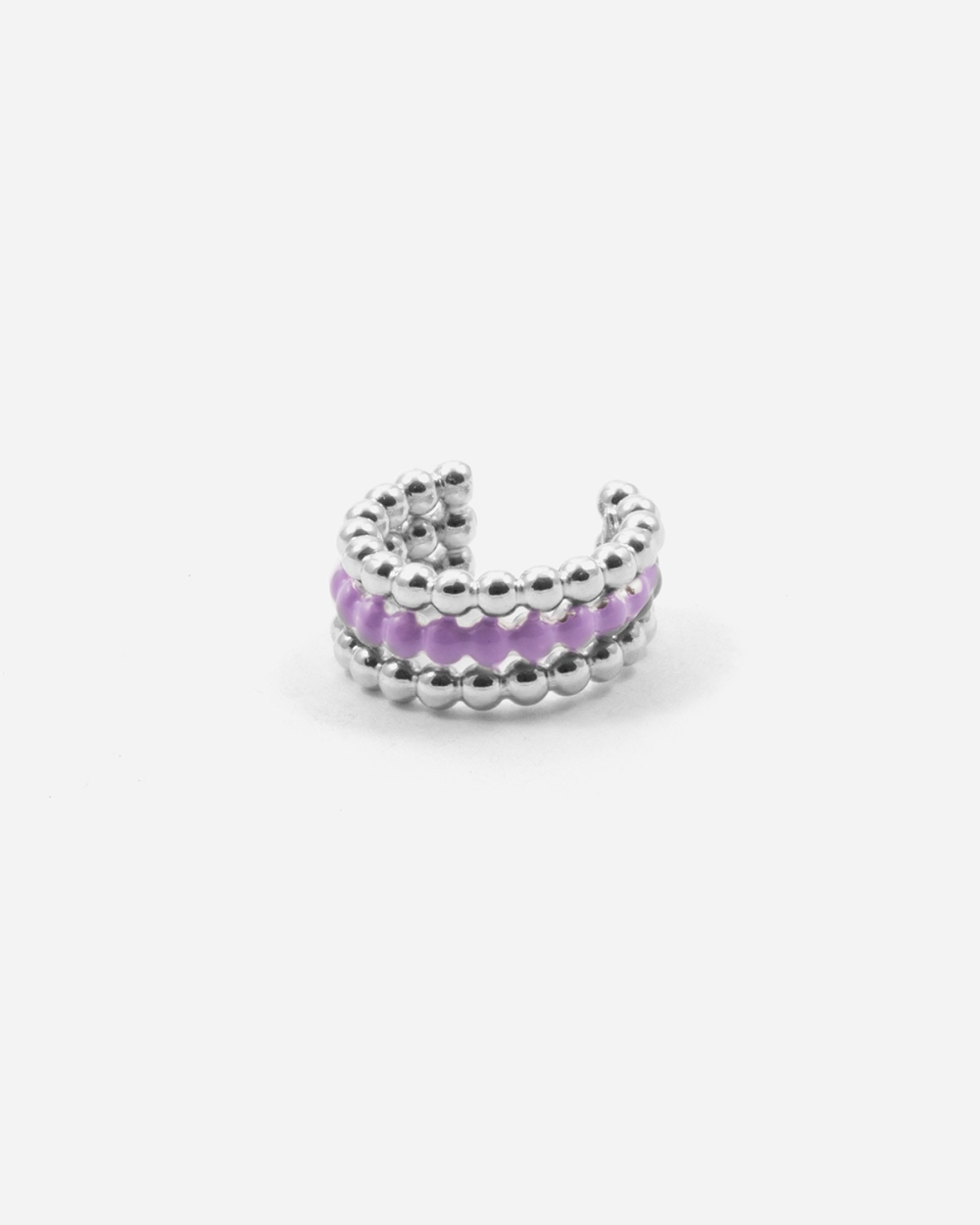 Nove25 EAR CUFF ORECCHINO SENZA BUCO PALLINE TRE GIRI SMALTO LILLA Saldi Di Fabbrica