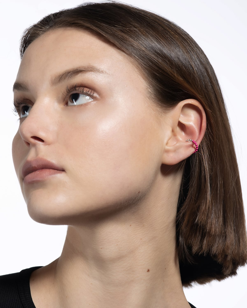 Nove25 EAR CUFF ORECCHINO SENZA BUCO PALLINE UN GIRO SMALTO FUCSIA I Più Venduti