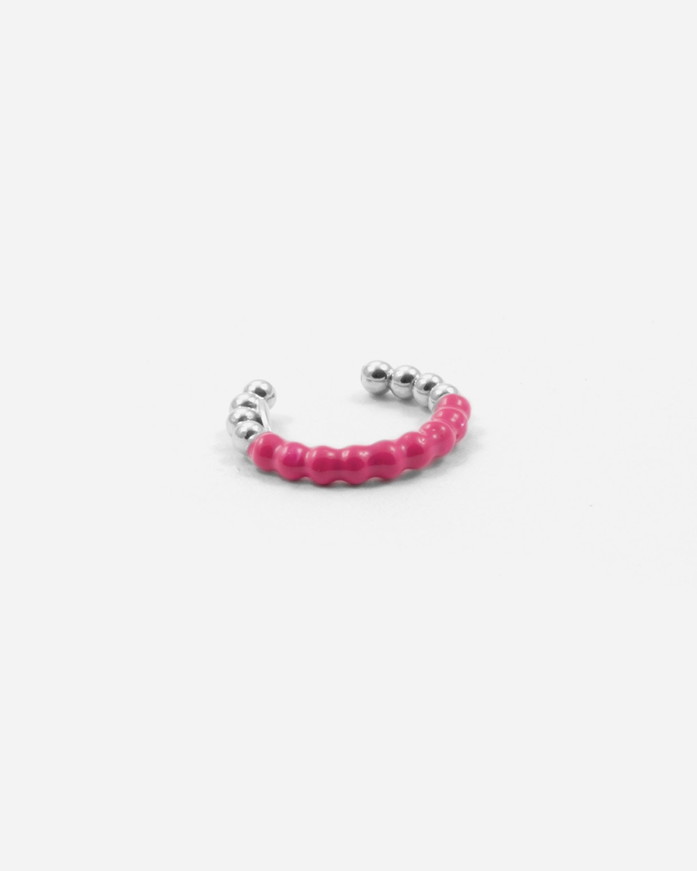 Nove25 EAR CUFF ORECCHINO SENZA BUCO PALLINE UN GIRO SMALTO FUCSIA I Più Venduti