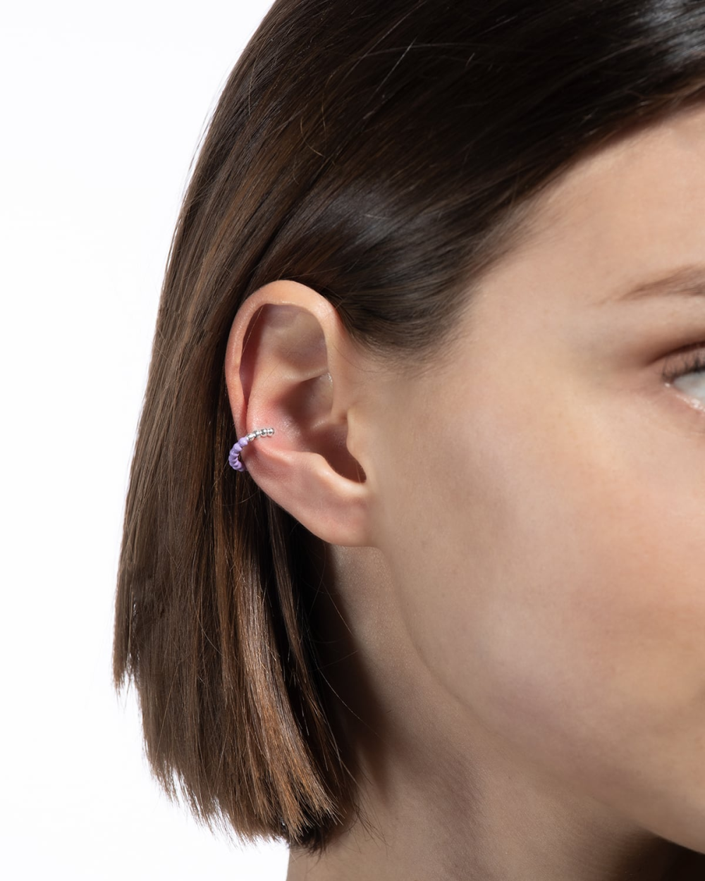 Nove25 EAR CUFF ORECCHINO SENZA BUCO PALLINE UN GIRO SMALTO LILLA Vendite Flash