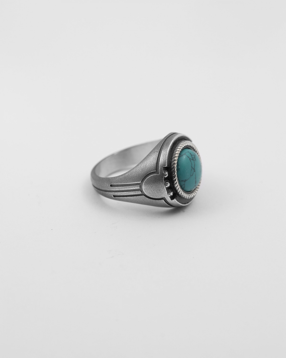 Nove25 ANELLO CHEVALIER FREGI GEOMETRICI TURCHESE 2025