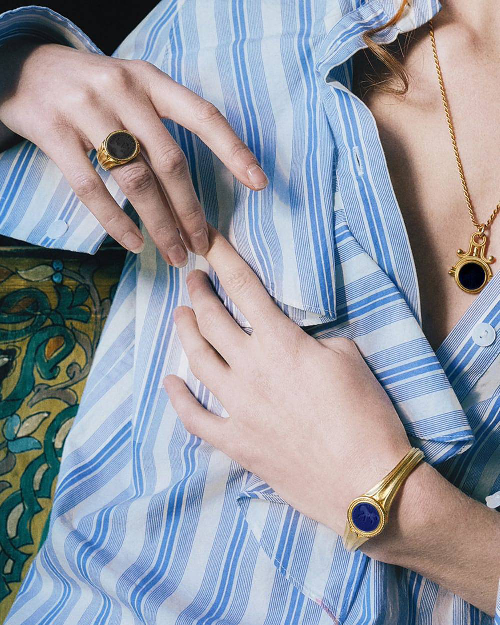 Nove25 BRACCIALE CHEVALIER VIRIBUS ET ANIMO LAPIS ORO GIALLO Qualità Garantita