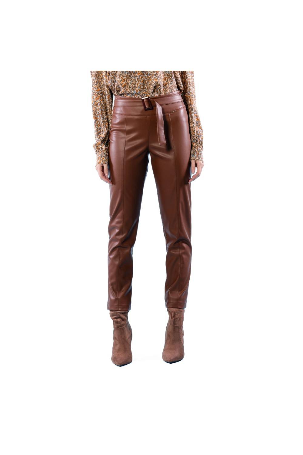 Nualy LEGGINS IN PELLE CON CINTURA 2025