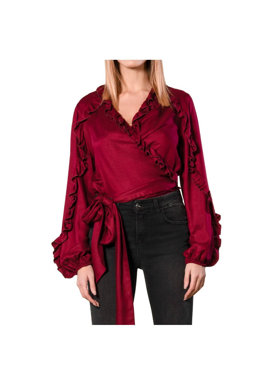 Nualy CAMICIA INCROCIO CON ROUCHES Fino Al -60%