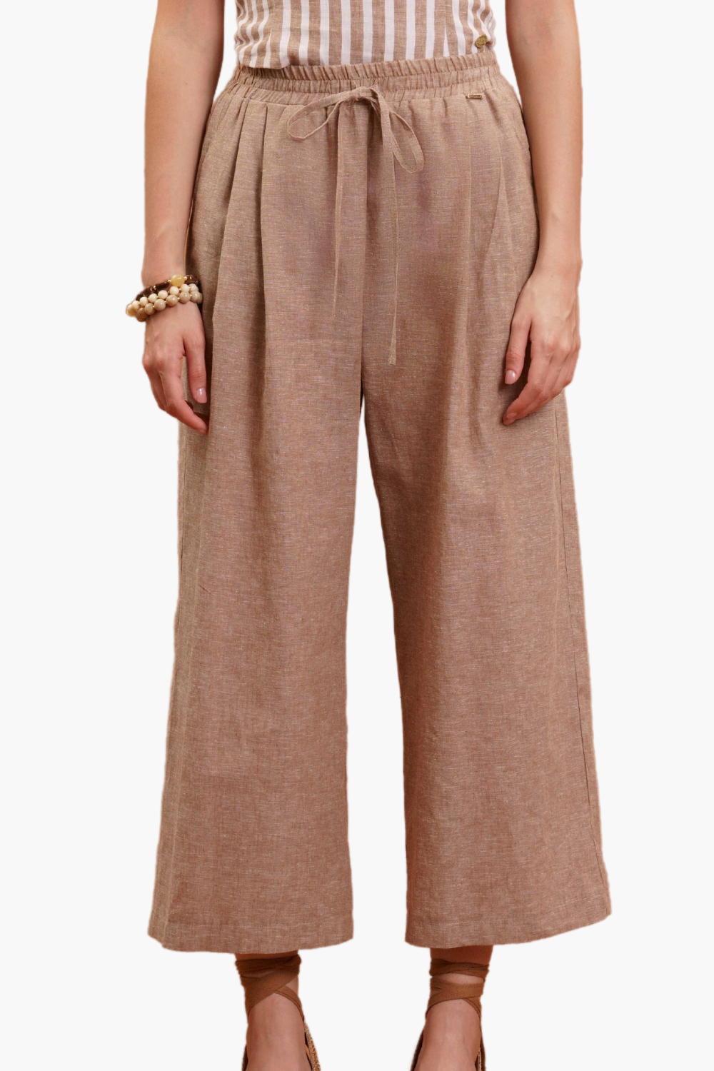 Nualy PANTALONE BARREL IN LINO Saldi Di Fabbrica