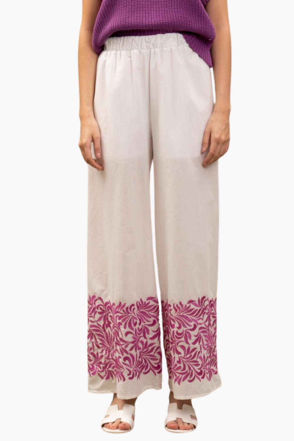 Nualy PANTALONE CON RICAMO Vendite Flash