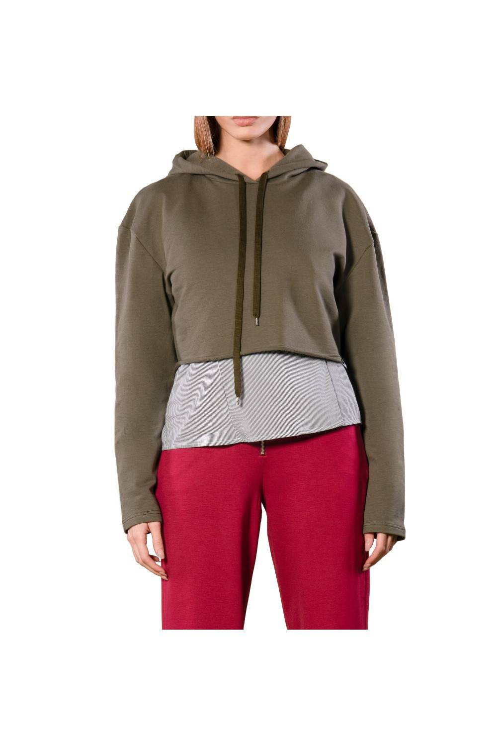 Nualy FELPA CROPPED CON CAPPUCCIO Offerte