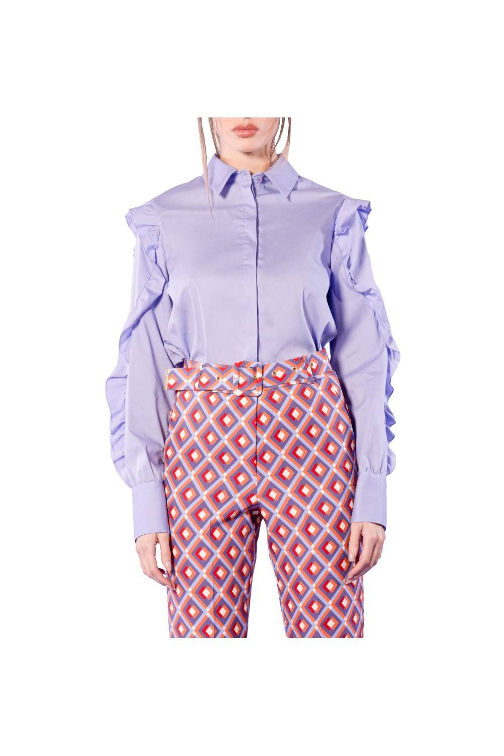 Nualy CAMICIA IN POPELINE CON ROUCHES Saldi Di Fabbrica