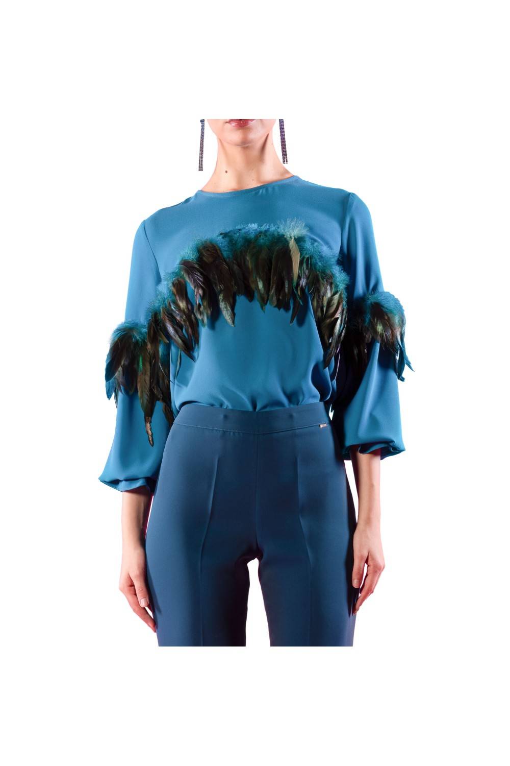 Nualy CAMICIA CON PIUME Spedizione Gratuita
