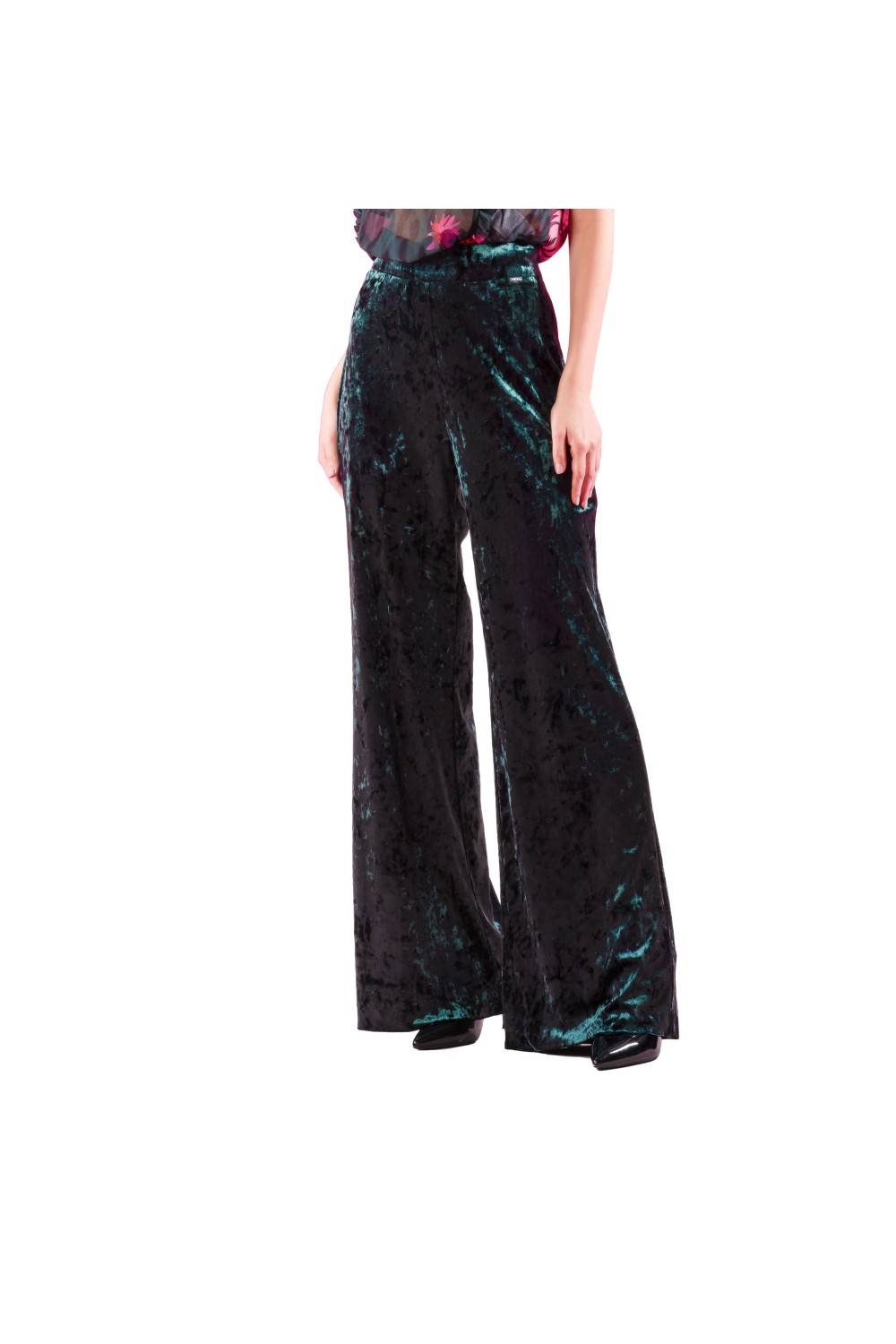 Nualy PANTALONE PALAZZO IN VELLUTO Vendita Calda