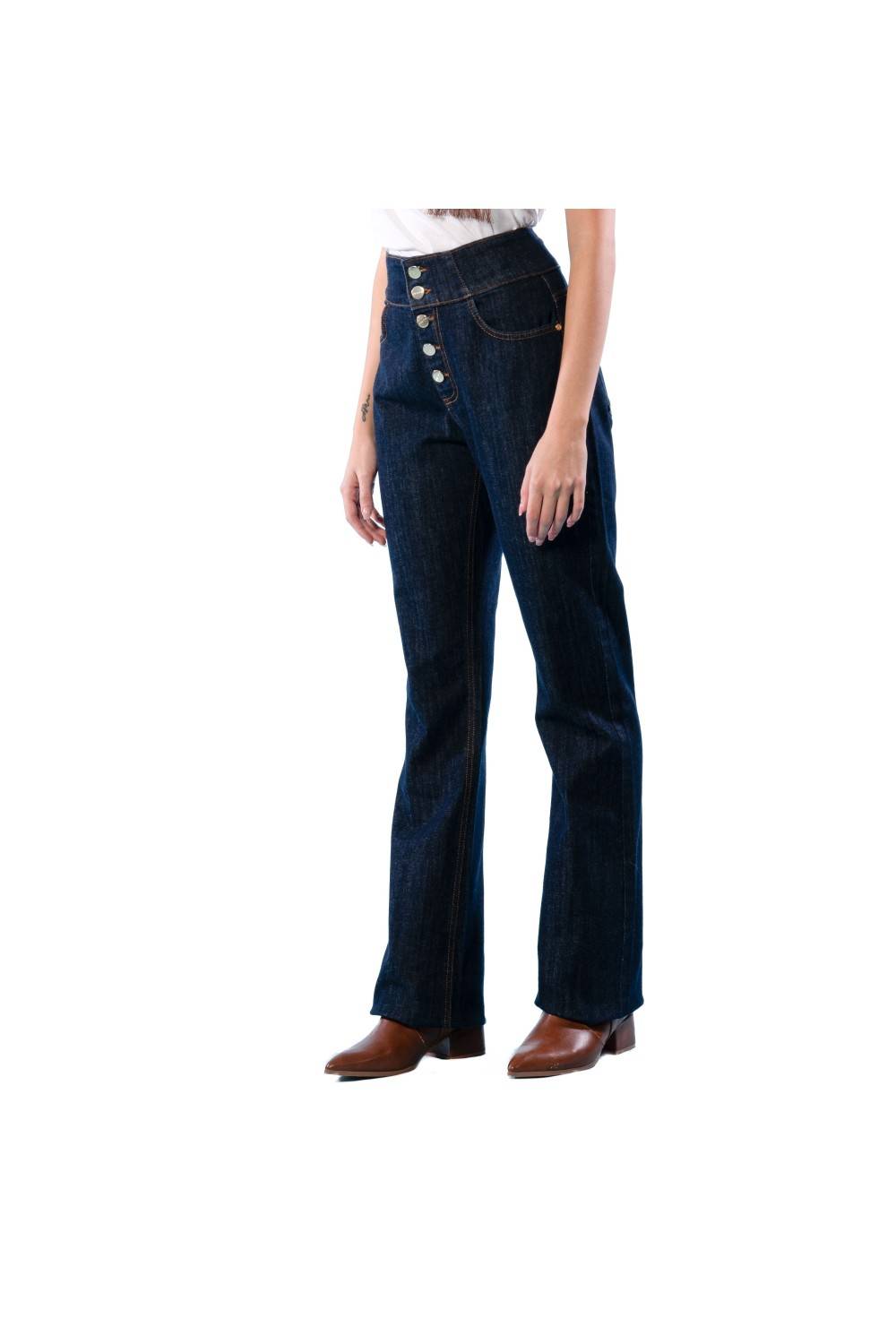 Nualy JEANS A ZAMPA CON BOTTONI Italy