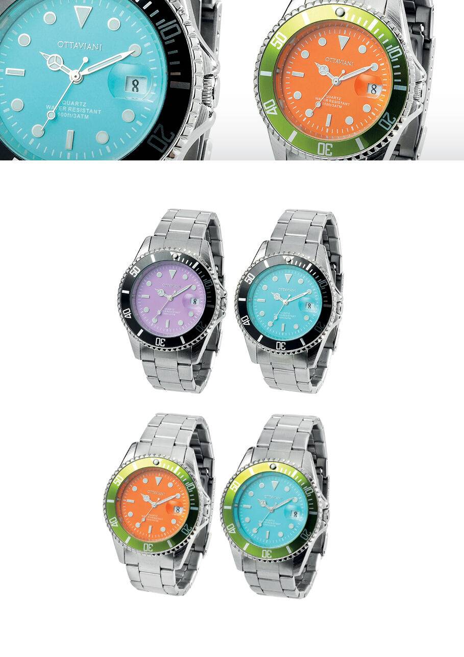 Ottaviani Quarzo arancione e bracciale metallo In Saldo