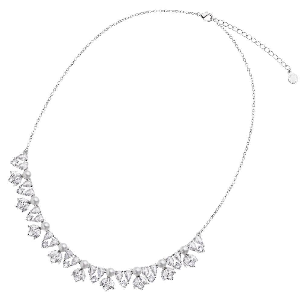 Ottaviani Collana rodiata con cubic zirconia e perle Economico