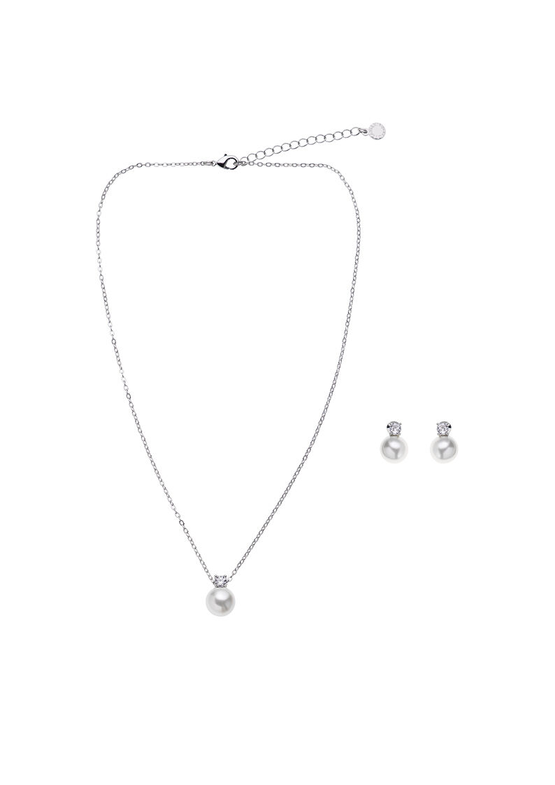 Ottaviani Collana rodiata con cubic zirconia e perla Online