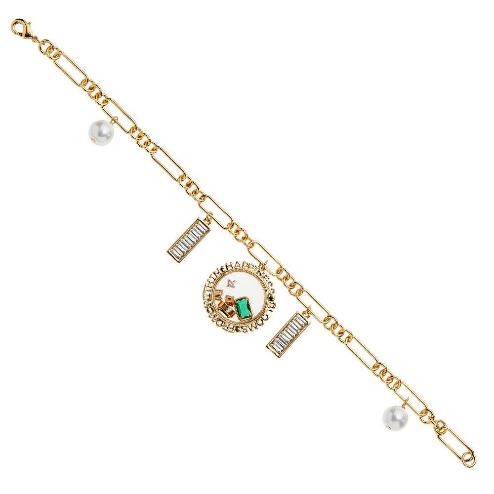 Ottaviani Bracciale dorato con cubic zirconia e perle Moda