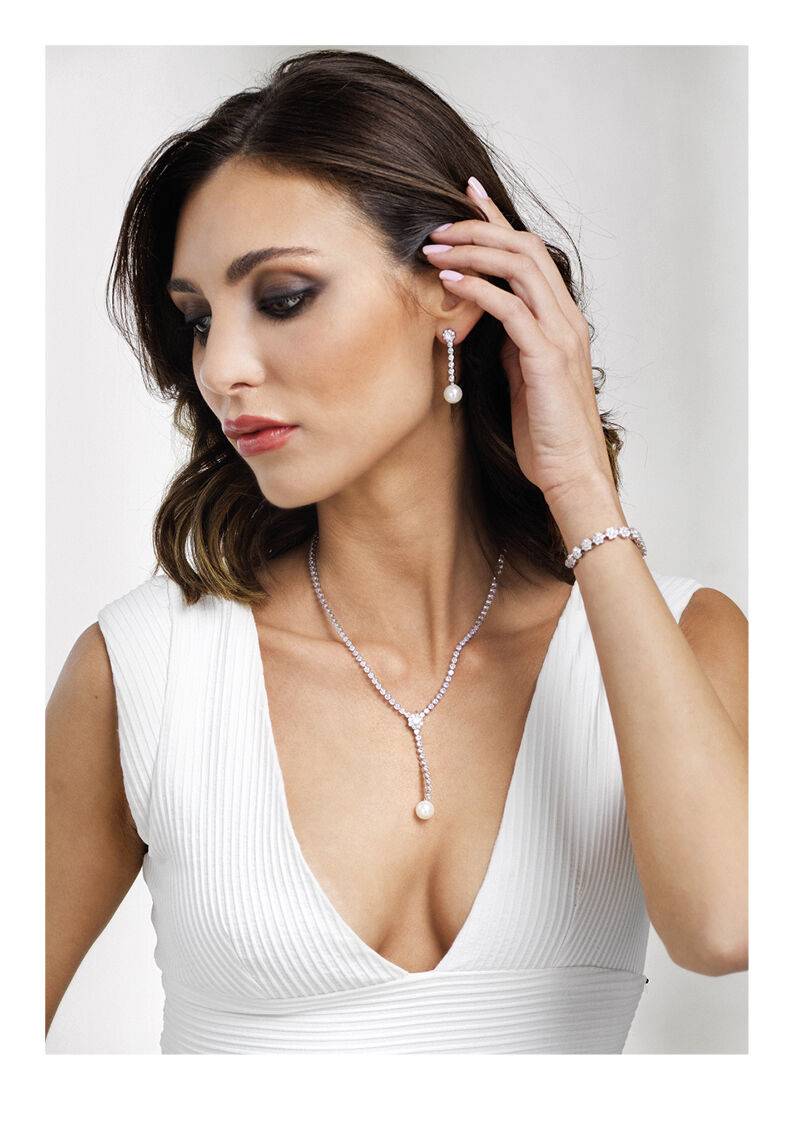 Ottaviani Orecchini rodiati con cubic zirconia e perle Italy