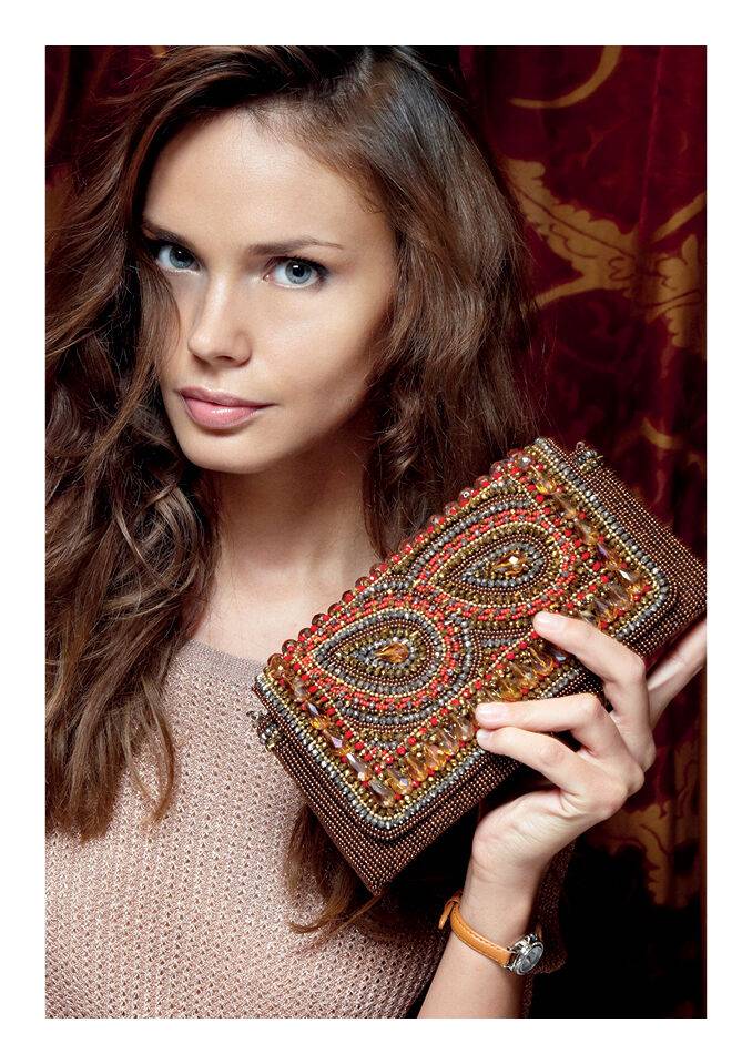 Ottaviani Clutch con strass e perline Spedizione Gratuita