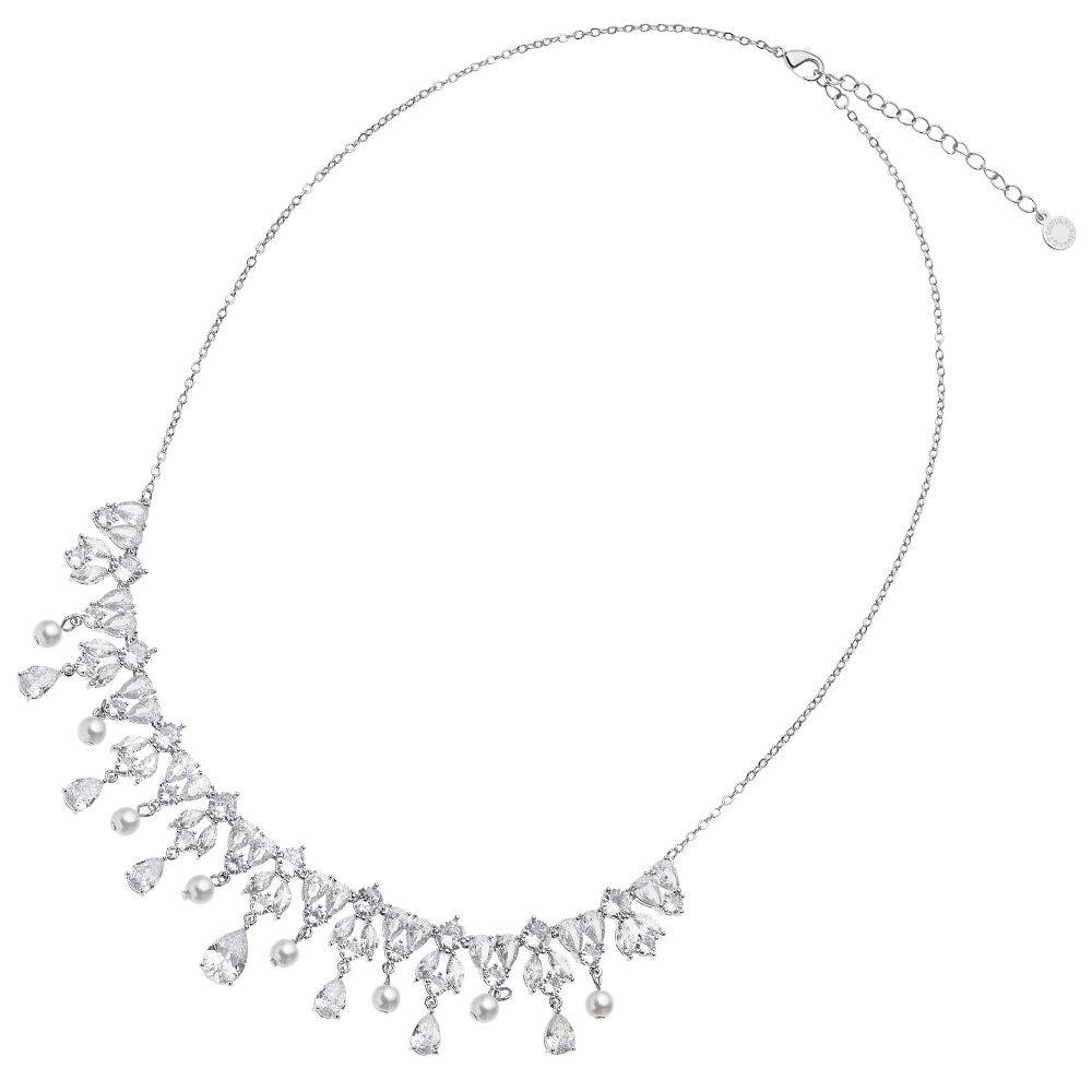 Ottaviani Collana rodiata con cubic zirconia e perla Soddisfazione Garantita