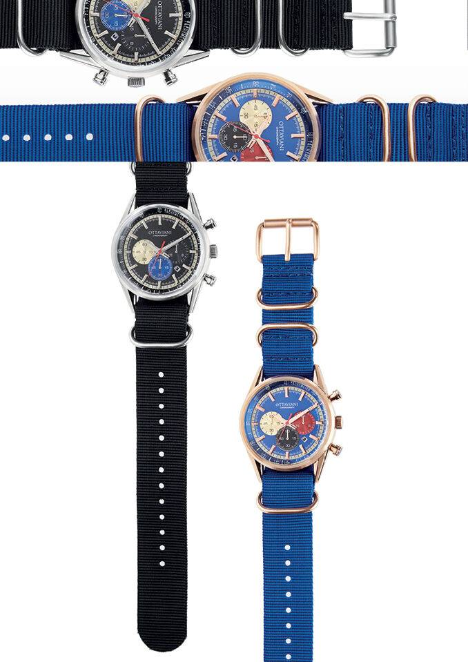 Ottaviani Cronografo blu e rose gold cursori colorati Nuova