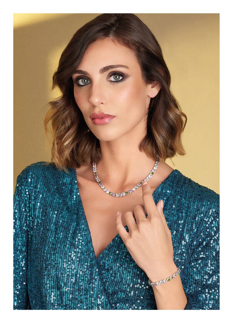 Ottaviani Bracciale rodiato con cubic zirconia colorata Moda