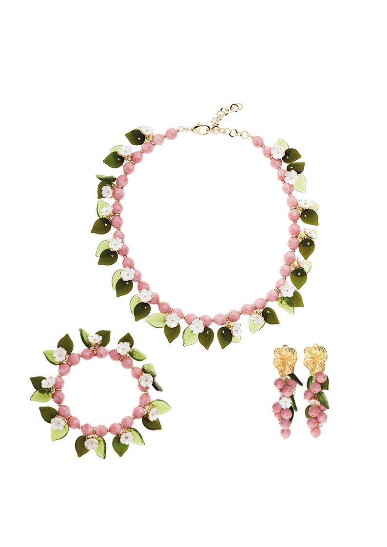 Ottaviani Collana con perline di vetro fiori in resina Esporta salva