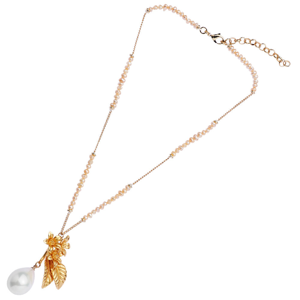 Ottaviani Collana dorata con perle di fiume e perla bijo