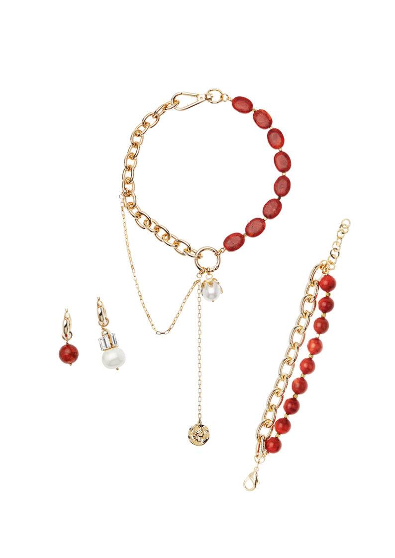 Ottaviani Orecchini con resina corallo,perla bij e crist Promozione