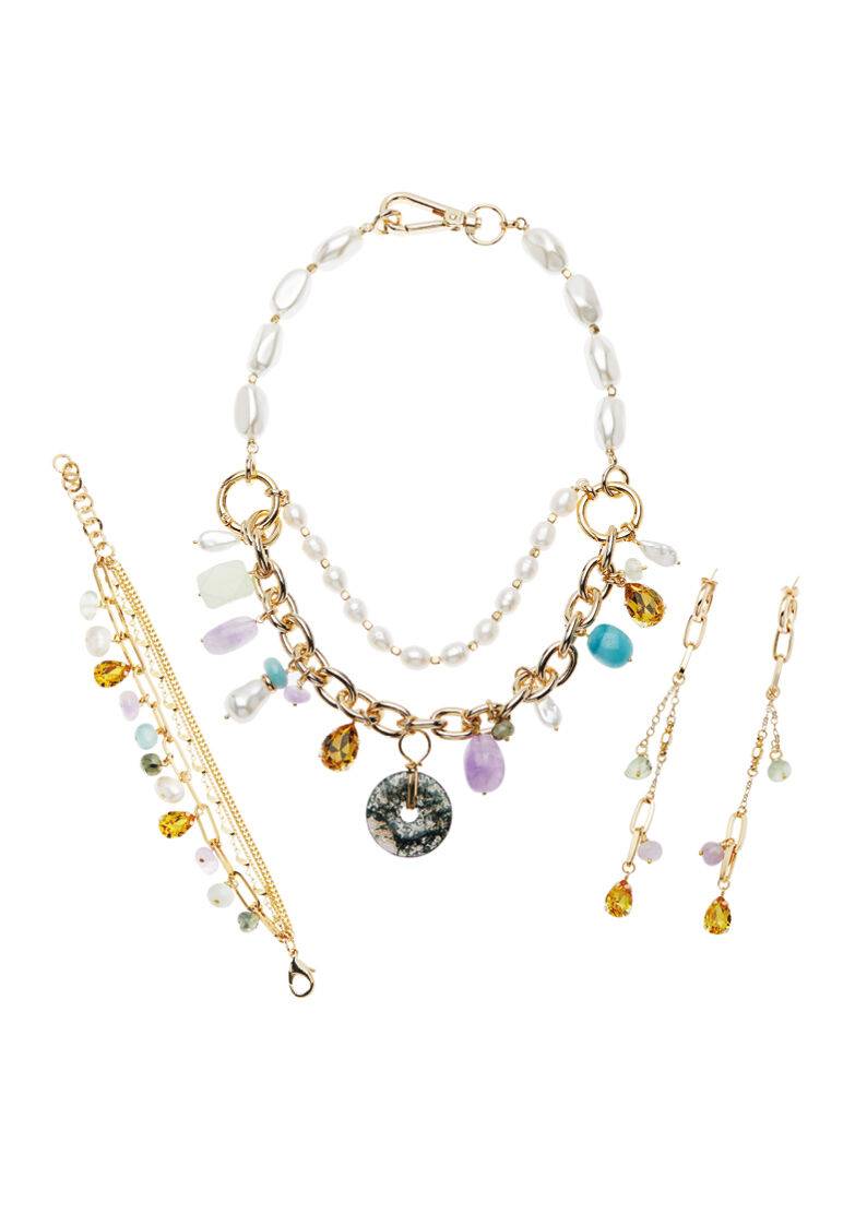 Ottaviani Collana con perle bijoux,quarzi,resine e crist Spedizione Gratuita