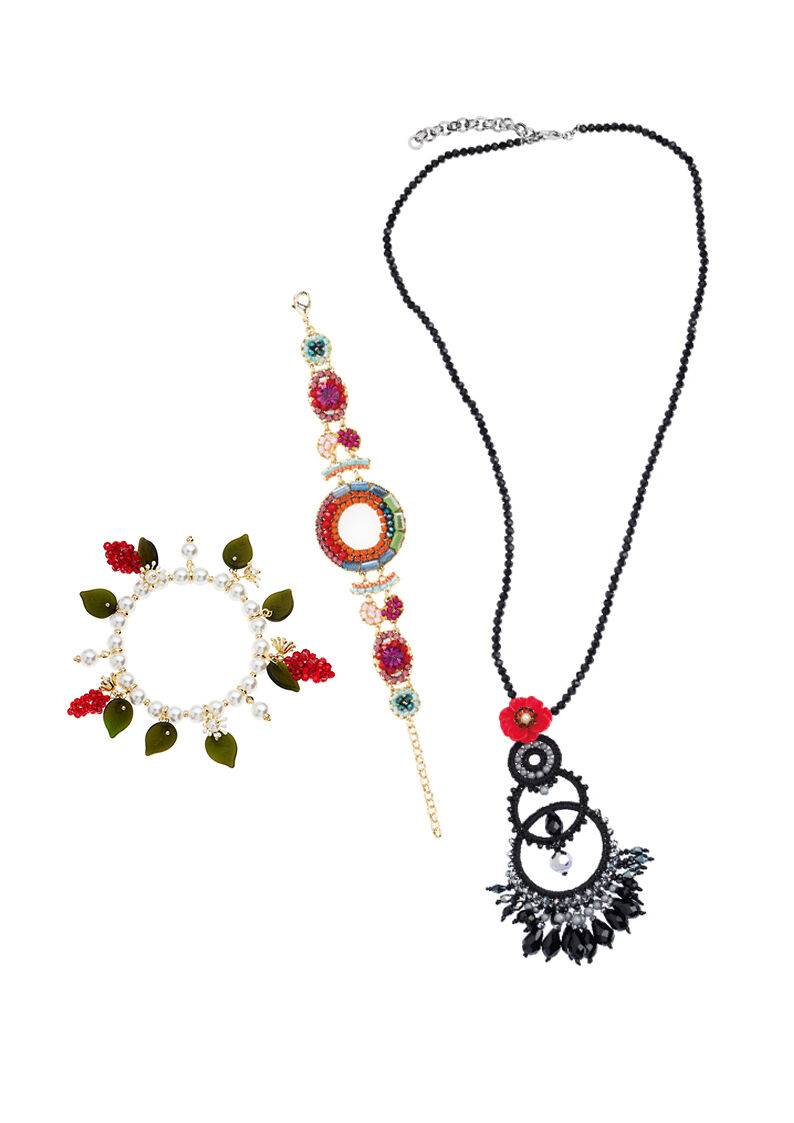 Ottaviani Bracciale elastico con perle di vetro e perlin Presa