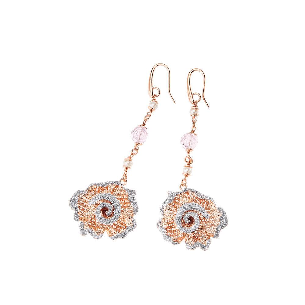 Ottaviani Orecchini bronzo oro rosa c/glitter ag.crista Sconto di tempo limitato