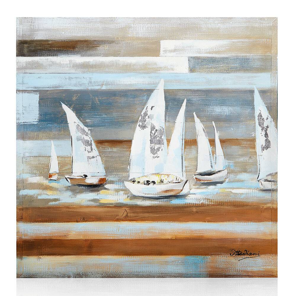 Ottaviani Quadro "navigare"in legno c/foglia oro-80x80cm
