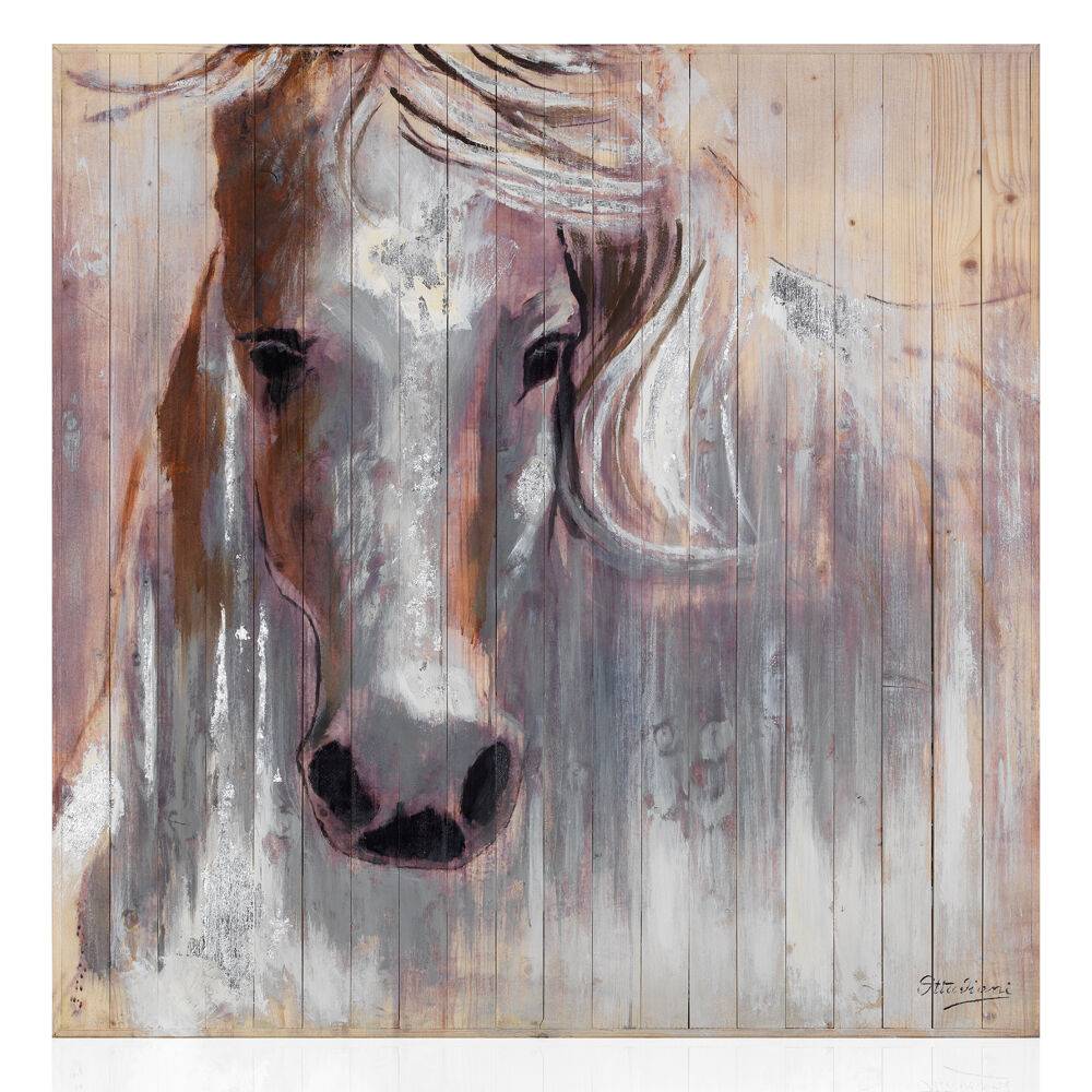 Ottaviani Quadro "cavallo bianco"in legno c/farg.100x100 Economico