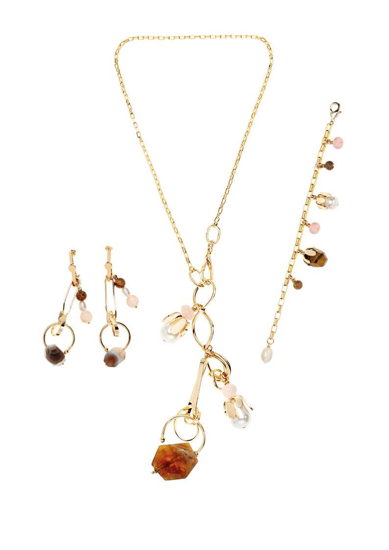 Ottaviani Collana con perle bijoux,agata e quarzo Hotsell