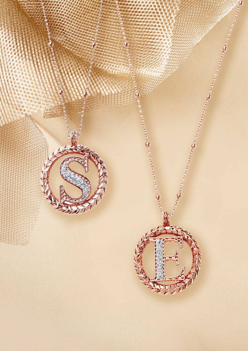 Ottaviani Collana in bronzo oro rosa con glitter argento In Linea