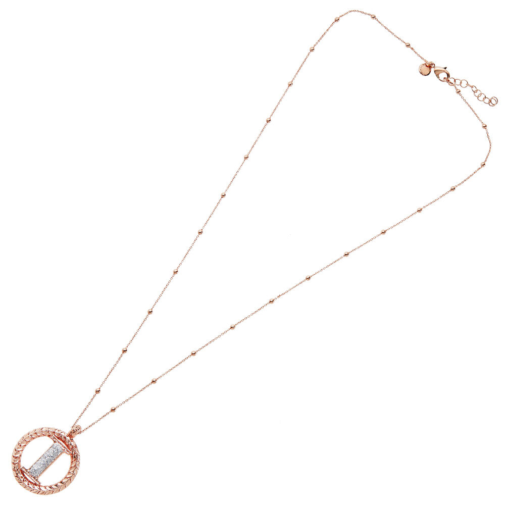 Ottaviani Collana in bronzo oro rosa con glitter argento Nuovo