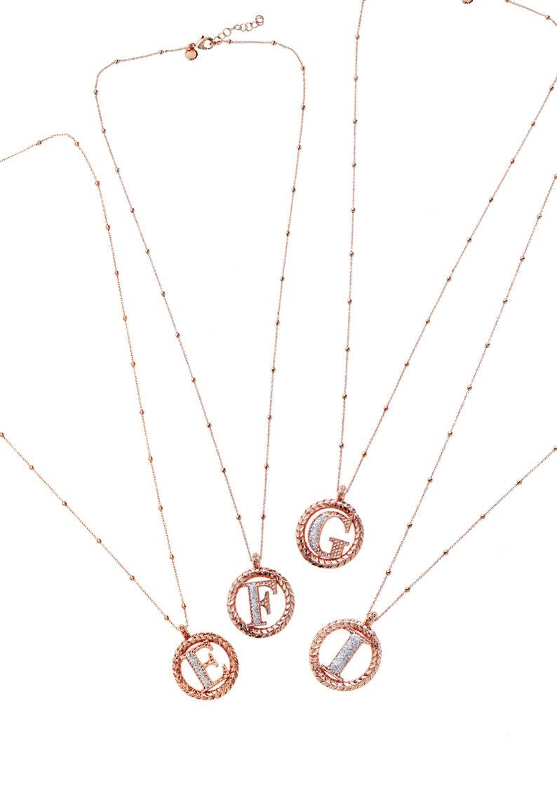 Ottaviani Collana in bronzo oro rosa con glitter argento Nuovo