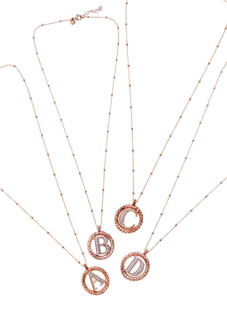 Ottaviani Collana in bronzo oro rosa con glitter argento Spedizione Gratuita