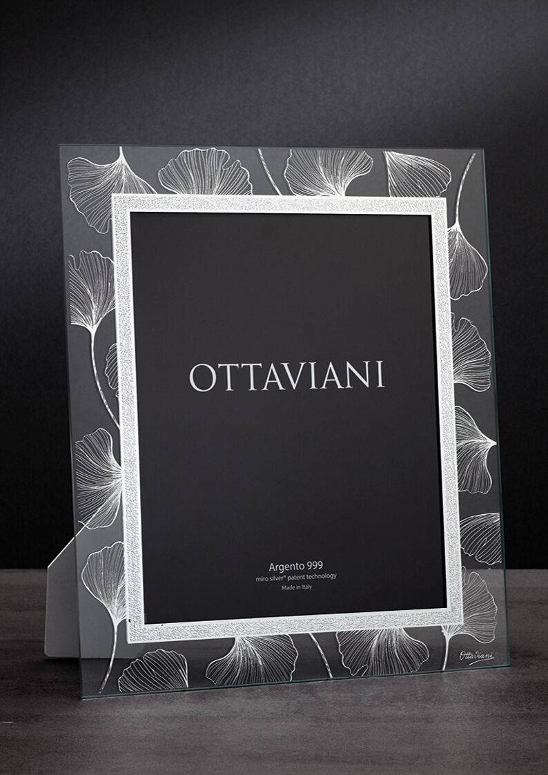 Ottaviani Portafoto in cristallo "soffio" con foglia arg Negozio